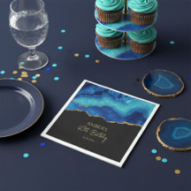 Elegant Blå Guld Abstrakt Marmordesign