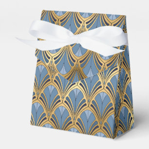 Elegant Blå Guld Art Deco Vintage Mönster Presentaskar
