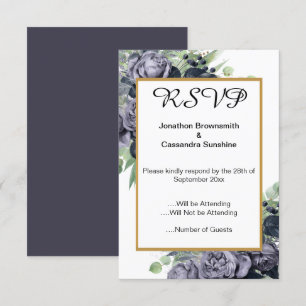 ELEGANT BLÅ GULD EUKALYPTUS ROS RSVP INBJUDNINGAR