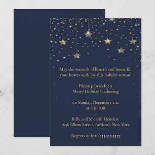 Elegant Blå & Guld Jul Design Fest Inbjudningar
