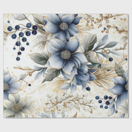 Elegant Blå & Guld Julpapper