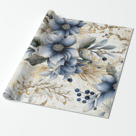 Elegant Blå & Guld Julpapper