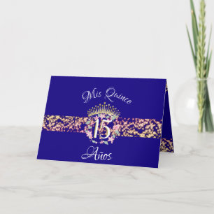 Elegant Blå Guld Quinceañerafirande Inbjudan