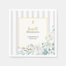 Elegant blå guldblommig dopceremoni
