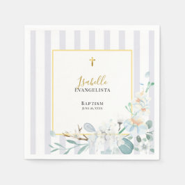 Elegant blå guldblommig dopceremoni pappersservett