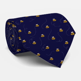 Elegant Blå Gult Be Sömlös Mönster Slips