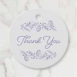 Elegant blå handritade blomsterrankor gåvor etiketter
