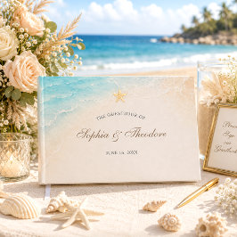 Elegant blå havsstjärna strandbröllop gästböcker