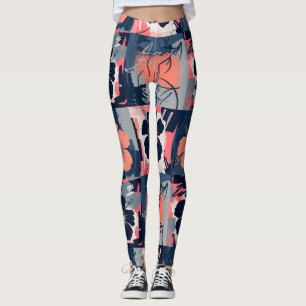 Elegant Blå Hibiskus Blommönster (7) Leggings