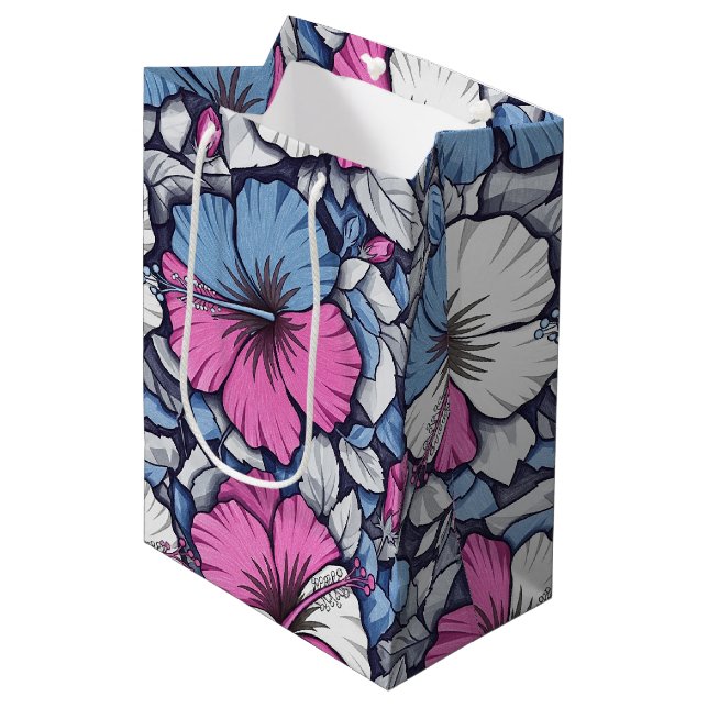Elegant blå hibiskus blomster mönster (12) (Framsidan Vinklad)