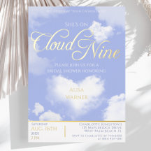 Elegant blå himmel Cloud Nine bröllopsdusch guld
