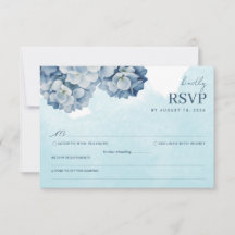 Elegant Blå Hortensia Akvarell RSVP-kort