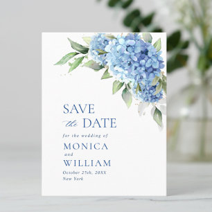 Elegant Blå Hortensia Bröllop Spara Datum Vykort