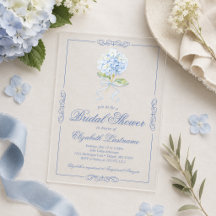 Elegant blå hortensia bröllopsdusch akryl