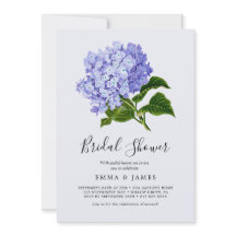 Elegant blå hortensia bröllopsdusch-inbjudan