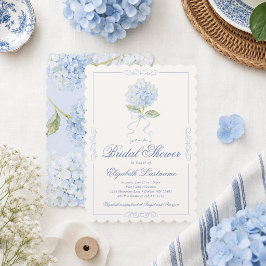 Elegant blå hortensia bröllopsdusch-inbjudan inbjudningar