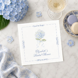 Elegant blå hortensia bröllopsdusch pappersservett