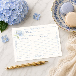 Elegant blå hortensia bröllopsduschrecept tilläggskort