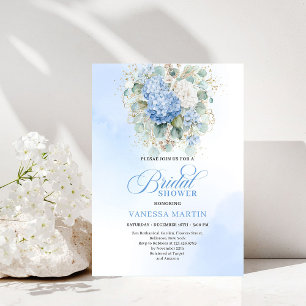 Elegant blå hortensia bröllopsfestinbjudan inbjudningar