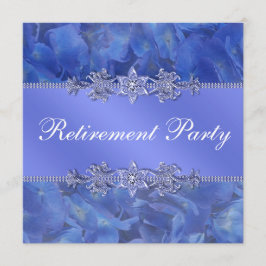 Elegant blå hortensia Kvinnors pensionsfest Inbjudningar