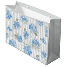Elegant Blå Hortensia Mönster Grå Rand