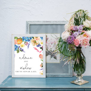 Elegant Blå Hortensia Råd & Önskningar Affisch Sky