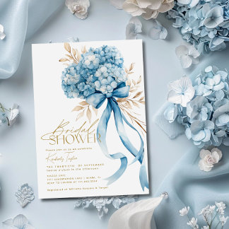 Elegant blå hortensia slinga bröllopsfest inbjudningar