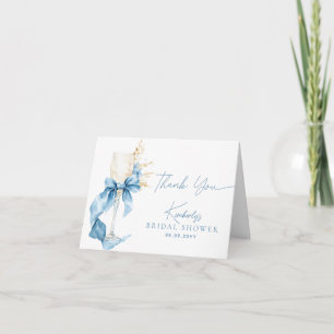 Elegant blå hortensia slinga champagne bröllopsdus tack kort