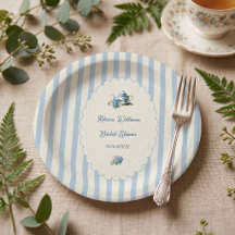 Elegant blå hortensia-teapartaj bröllopsdusch
