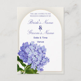 Elegant blå hortensia valv vigselinbjudan inbjudningar