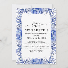 Elegant blå hortensia | Vit "Let's Celebrate" I Inbjudningar