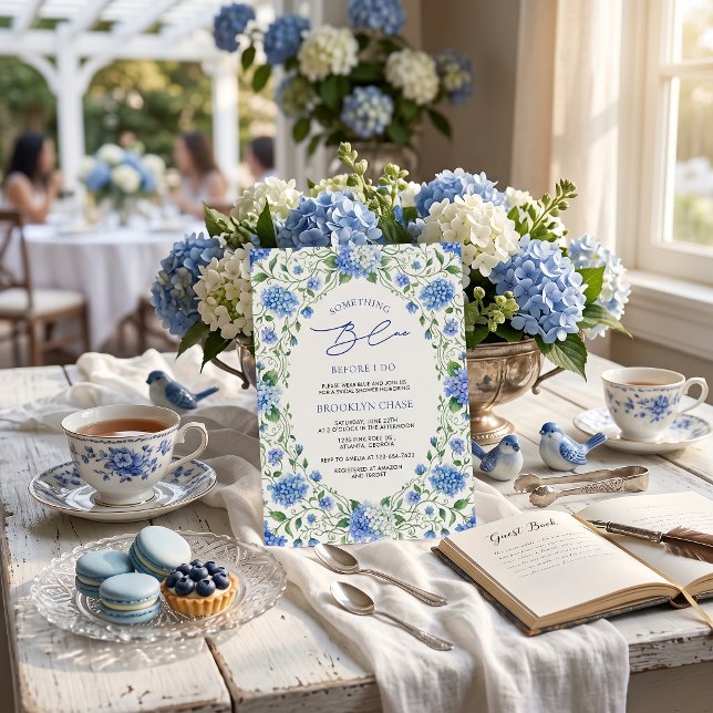 Elegant Blå Hydrangea Akvarell Bröllopsdusch Inbjudningar (Skapare uppladdad)