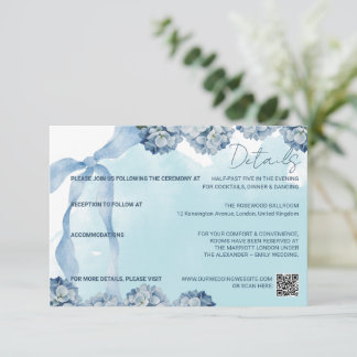 Elegant Blå Hydrangea Akvarell Detaljerad Kort