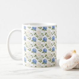 Elegant Blå Hydrangea Blommönster Kaffemugg