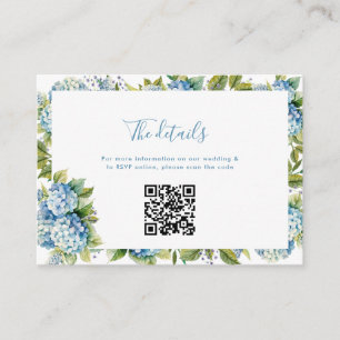 Elegant Blå Hydrangea Bröllopsdetaljer Webbplats Tilläggskort