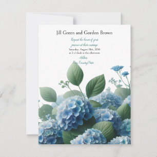 Elegant Blå Hydrangea Bröllopsinbjudan Inbjudningar