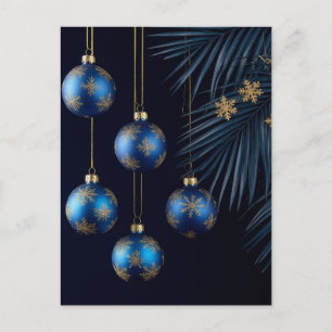 Elegant Blå Jul Vinter Lyx Festlig Högtid Vykort