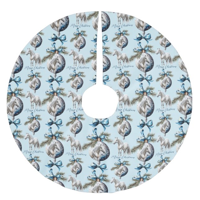 Elegant blå Julhäst Julgransmatta Borstad Polyester (Framsidan)