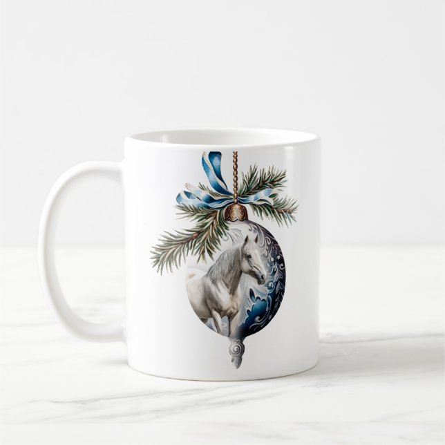 Elegant blå Julhäst Kaffemugg (Vänster)