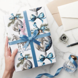 Elegant blå Julhäst Presentpapper