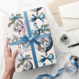 Elegant blå Julhäst Presentpapper