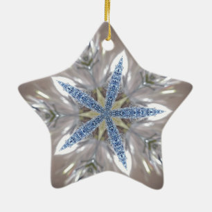 Elegant Blå julstjärna i Shiny Blue Julgransprydnad Keramik
