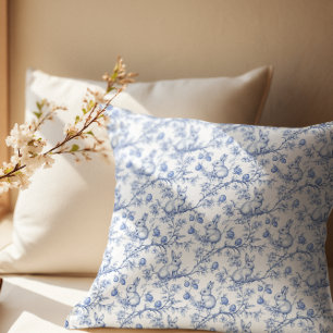 Elegant blå kanin Toile påsk Kudde