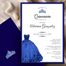 Elegant blå klänning 15-årsdag Quinceanera Inbjudningar