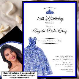 Elegant blå klänning 18-årsdebut inbjudningar