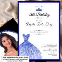 Elegant blå klänning 18-årsdebut
