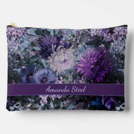 Elegant blå lila blommigt monogrammad