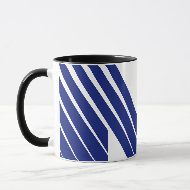Elegant blå linje bokstav M  Mugg (Vänster)