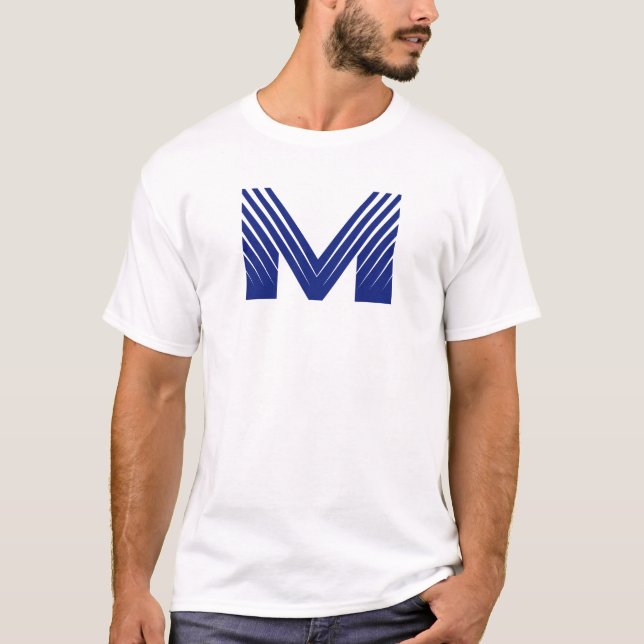 Elegant blå linje bokstav M  T Shirt (Framsida)