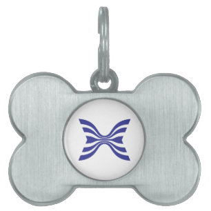 Elegant blå linje bokstav X monogram ID-bricka Husdjur